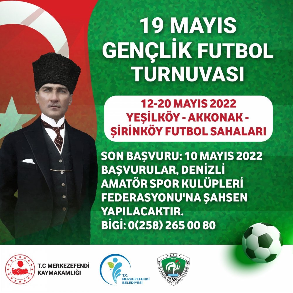 Merkezefendi’de 19 Mayıs’a Özel Gençlik Futbol Turnuvası Düzenlenecek