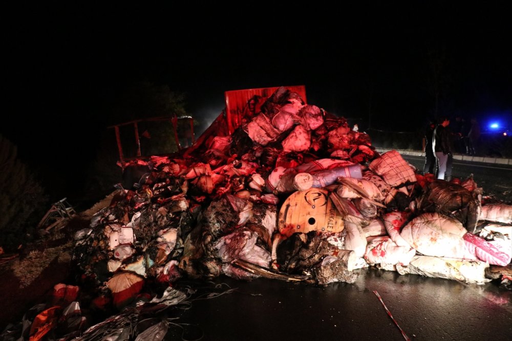 Denizli'de Tekstil Ürünü Taşıyan Tır Dorseninde Yangın: Zarar 800 Bin TL