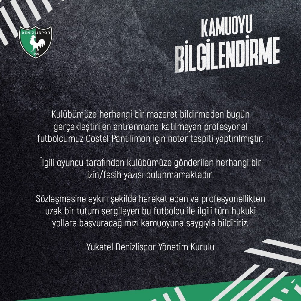Denizlispor'da Pantilimon krizi