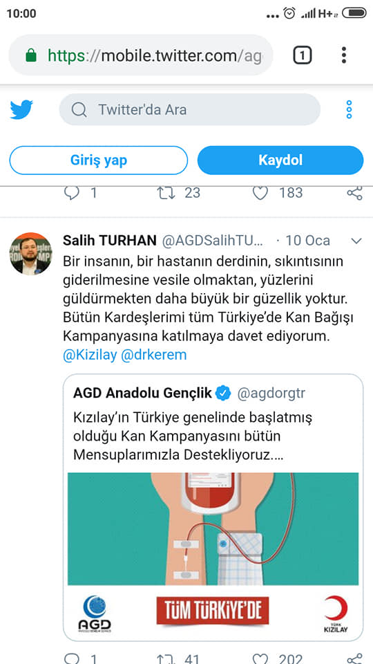 AGD Genel Başkanı Turhan’dan Kızılay’ın Kan Bağışı Kampanyasına Destek 