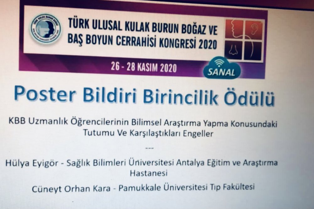Prof. Dr. Kara, Türkiye’de İlk Olan Çalışması ile Poster Bildiri Birincilik Ödülünün Sahibi Oldu